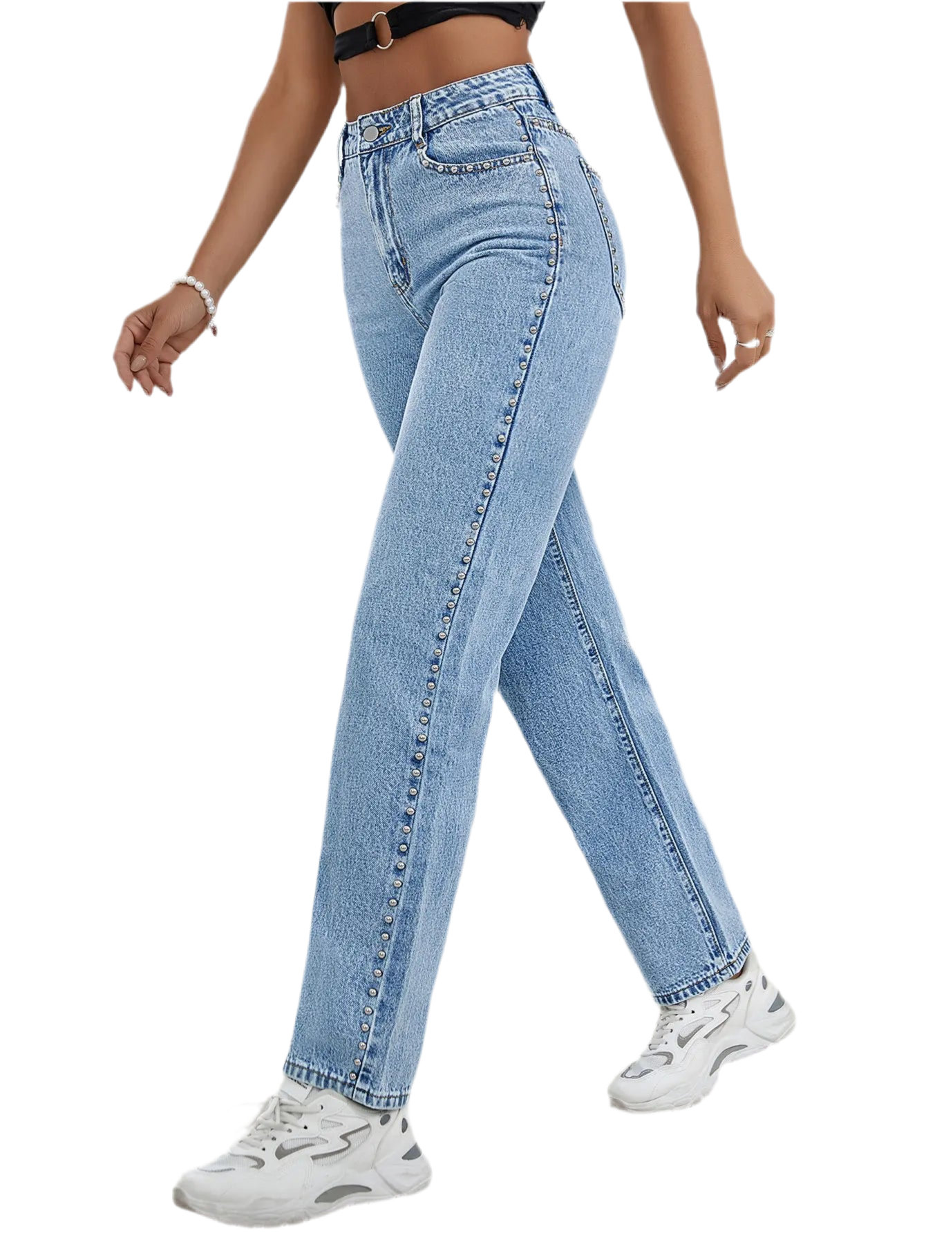 WOFA 25 JEANS MIT SEITLICHEN NIETEN UND GERADEM BEIN