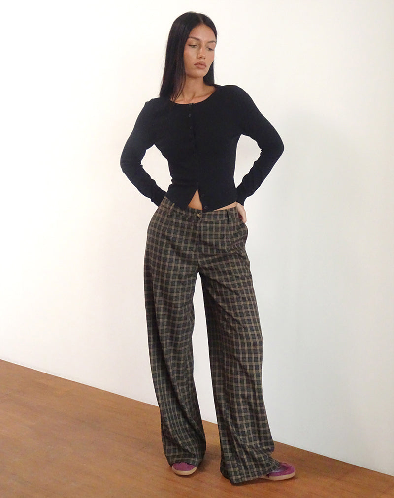 Trouser in Dark Brown Check