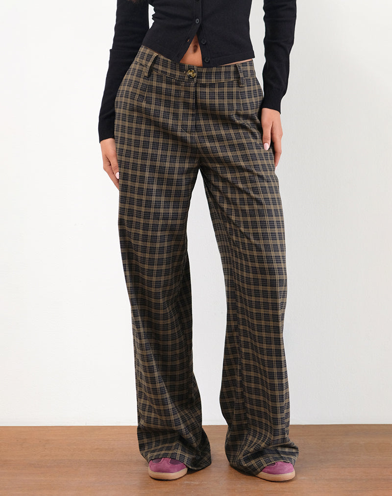 Trouser in Dark Brown Check