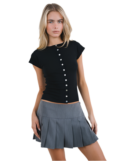 W.O.F.A 25 TOP IN FLAT KNIT BLACK