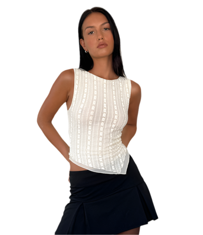 WOFA 25 | DOUBLE LAYERED LACE TOP IN CREAM WHITE