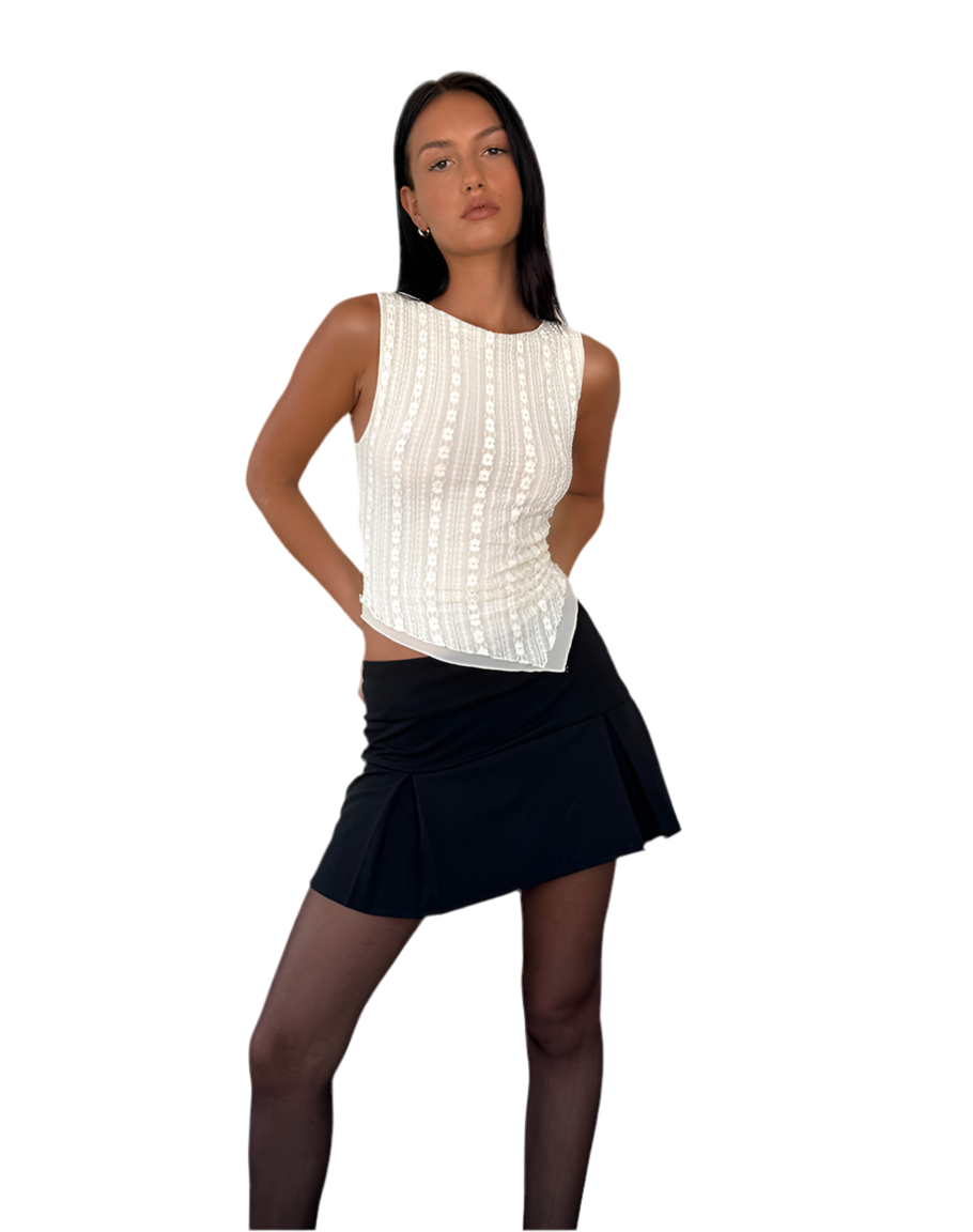 WOFA 25 | DOUBLE LAYERED LACE TOP IN CREAM WHITE