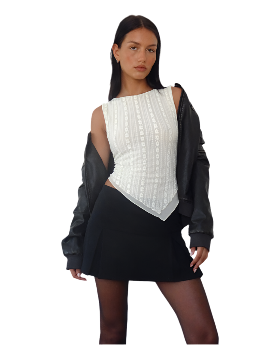 WOFA 25 | DOUBLE LAYERED LACE TOP IN CREAM WHITE