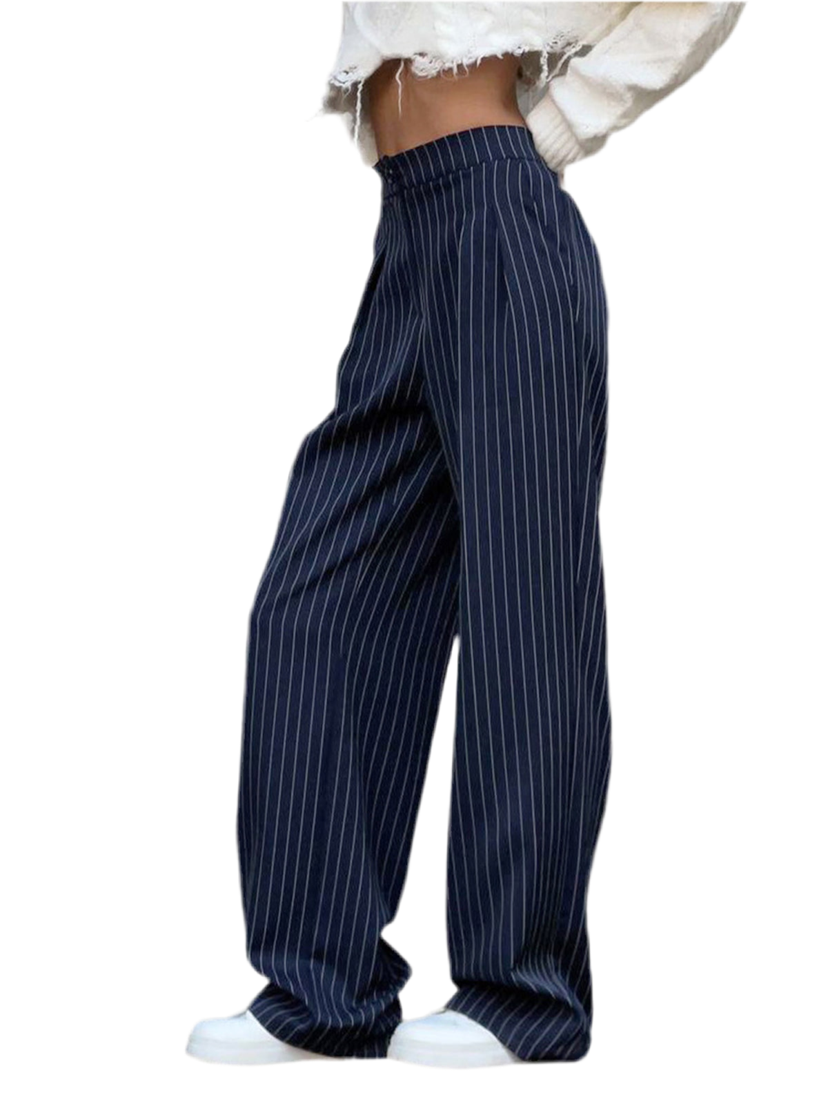 Oversized wide stripe jeans