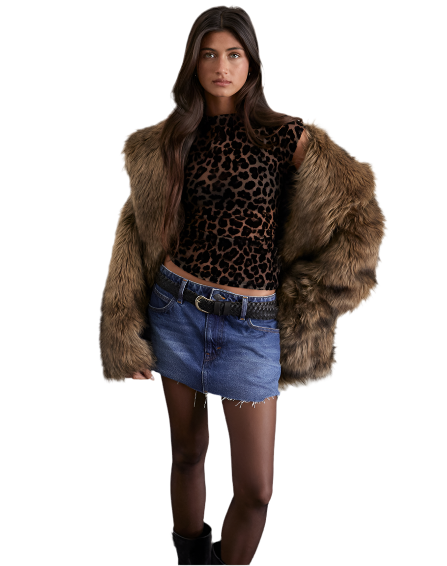 WOFA 25 FLOCK MESH RAR LEOPARD TOP