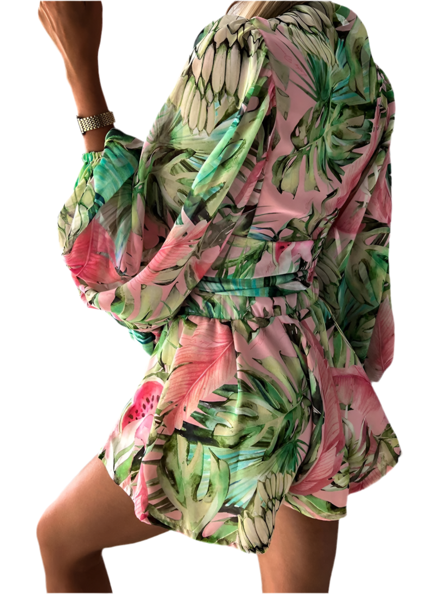 25 Pink Leave Flower Jumpsuit