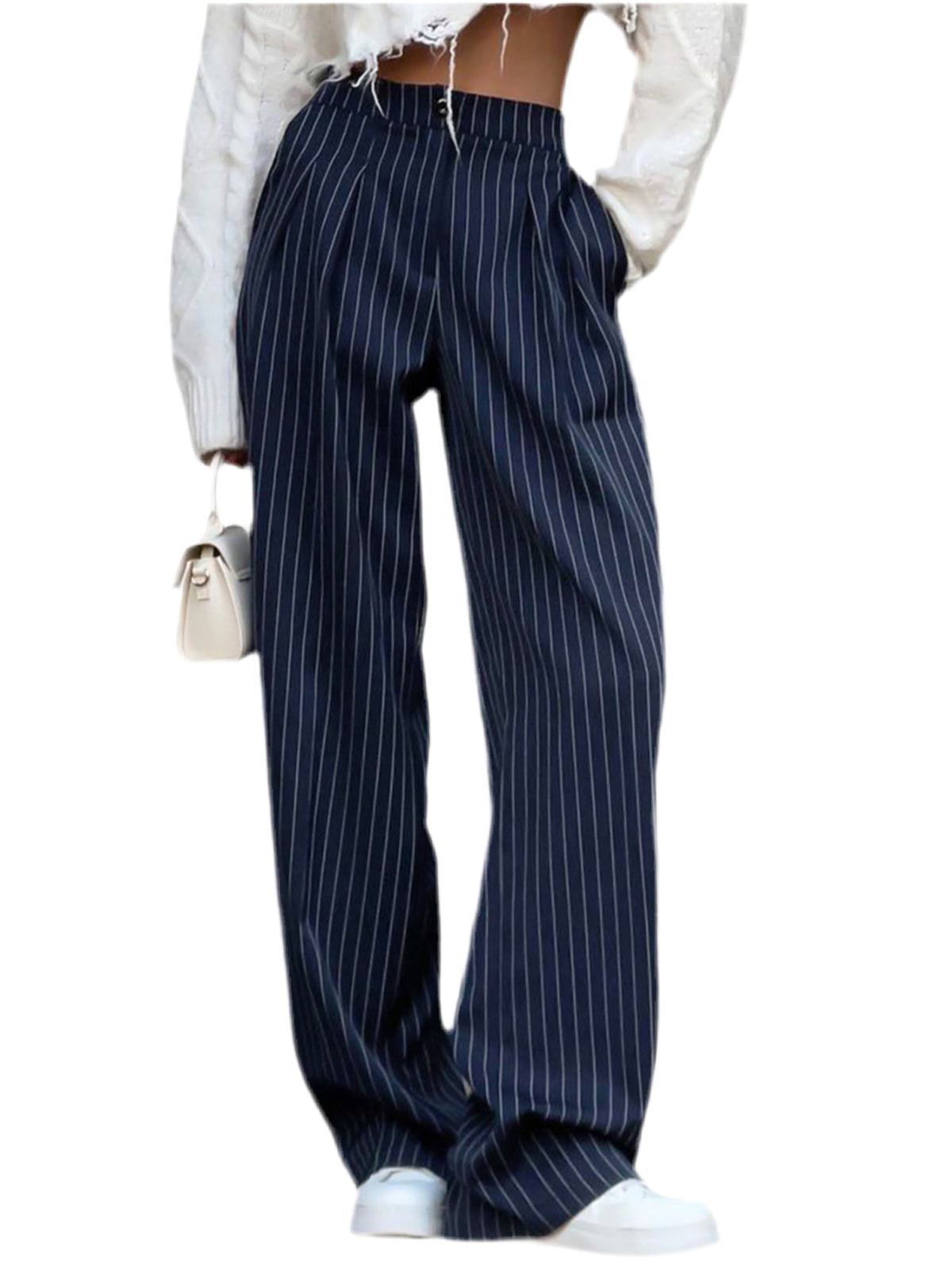 Oversized wide stripe jeans