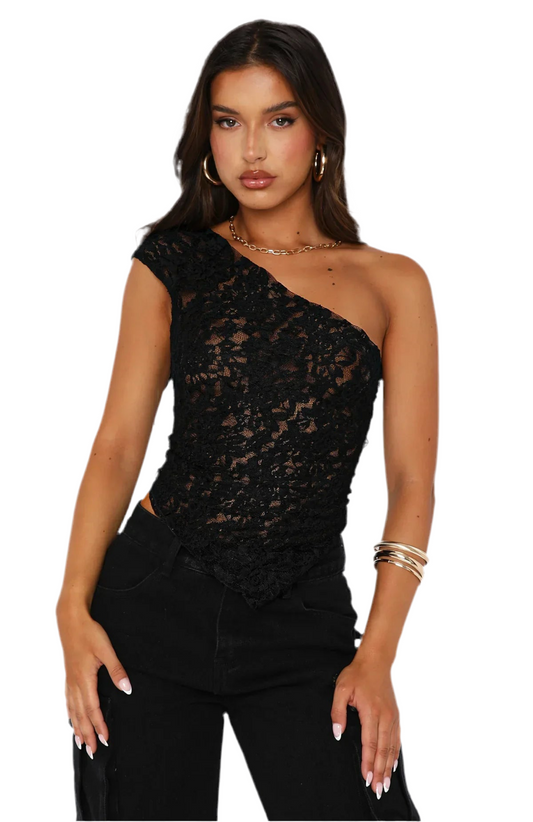 W.O.F.A 25 ONE SHOULDER CHAVEL TOP