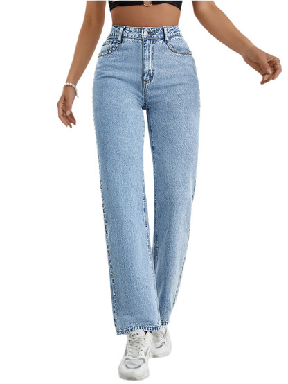WOFA 25 JEANS MIT SEITLICHEN NIETEN UND GERADEM BEIN