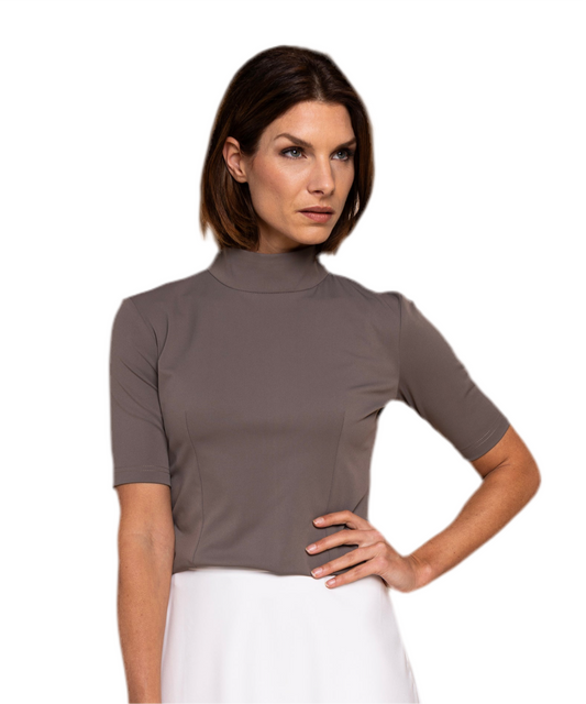 W.O.F.A 25 DONNA SHORT SLEEVE TAUPE TRAVEL TOP