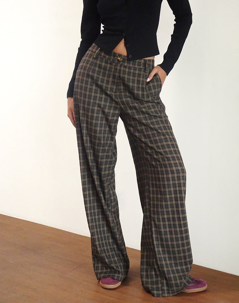 Trouser in Dark Brown Check