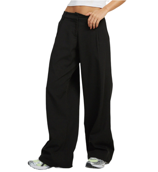 Hose mit weitem Bein in Dunkelschwarz