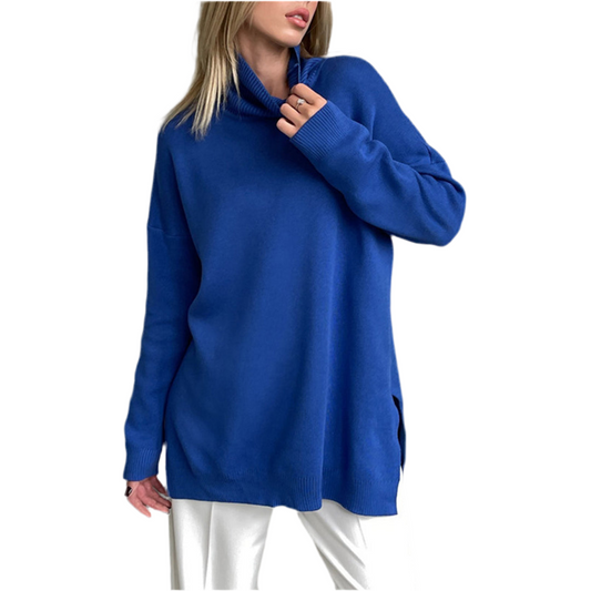 WOFA 25 SIDESPLIT TURTLENECK COL SWEATER - DEEP BLUE
