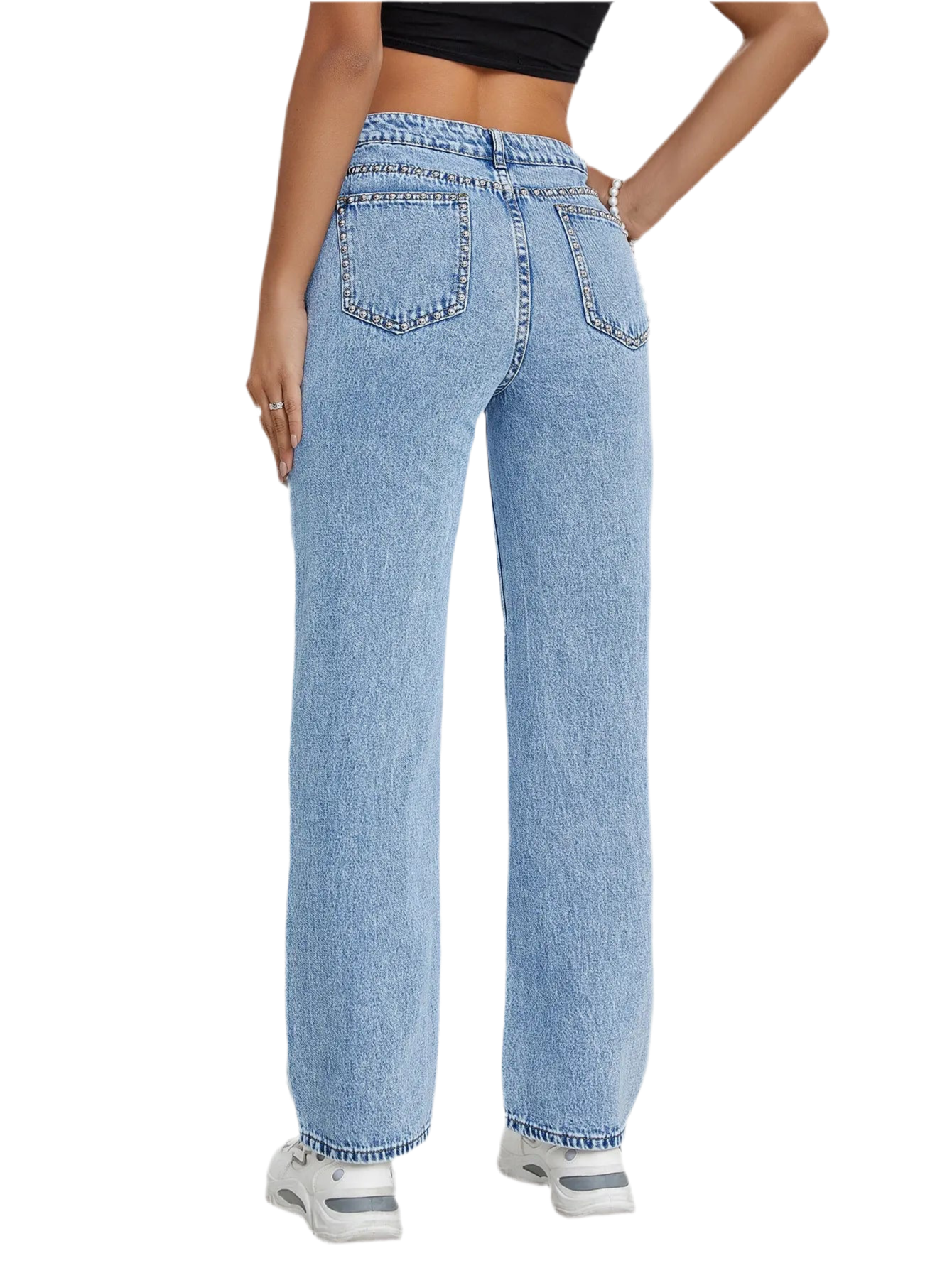 WOFA 25 JEANS MIT SEITLICHEN NIETEN UND GERADEM BEIN