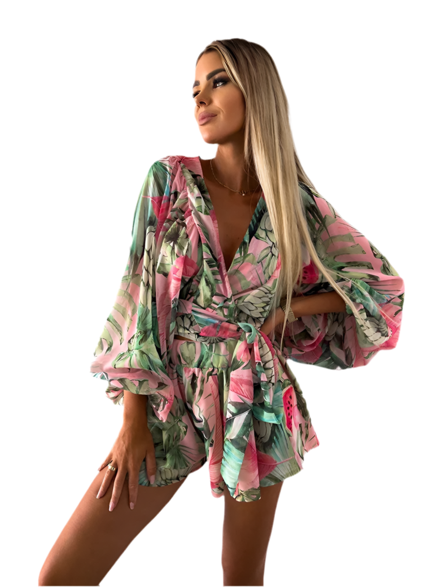 25 Pink Leave Flower Jumpsuit