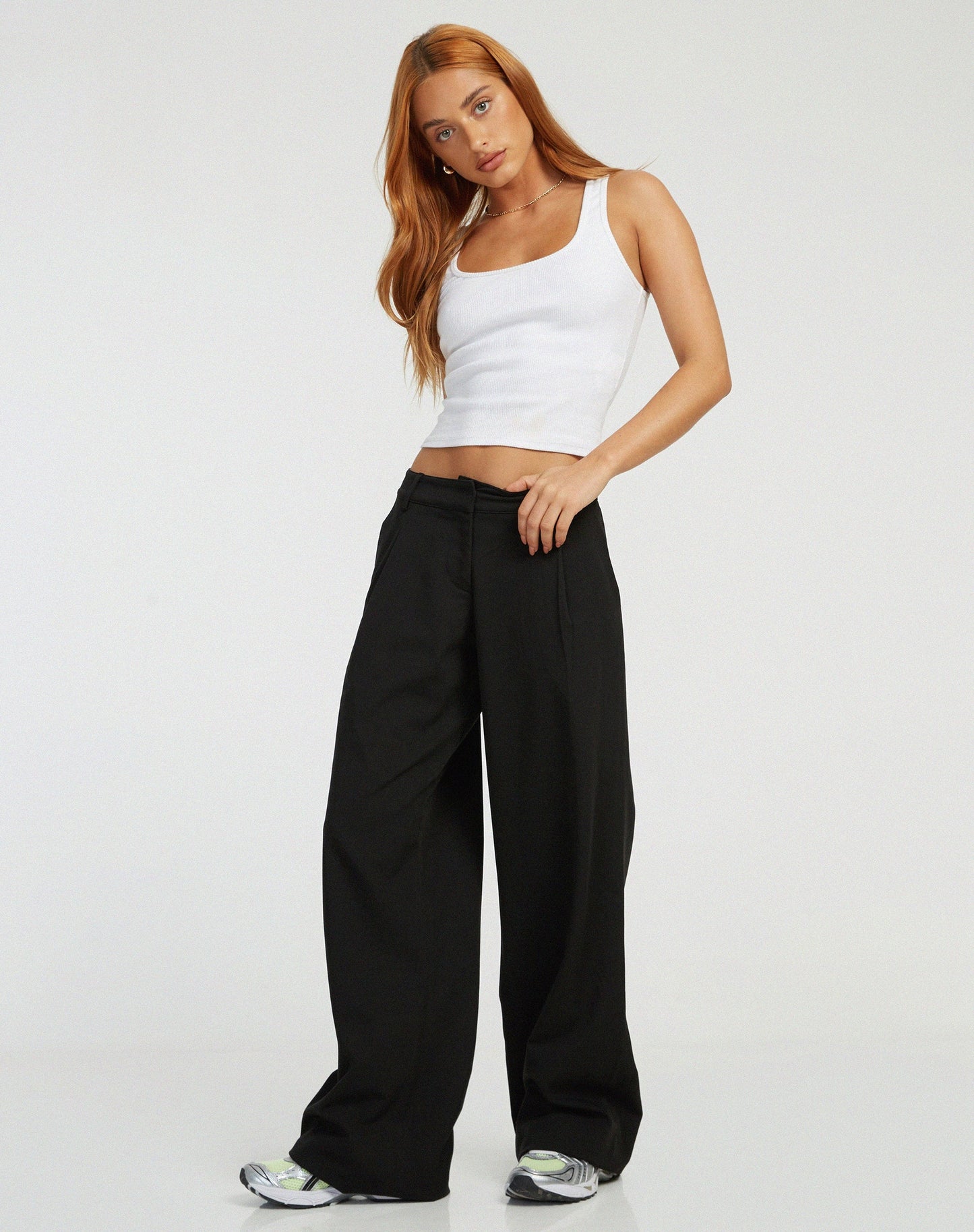 Wide Leg Trouser in Dark Black