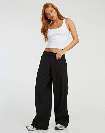 Wide Leg Trouser in Dark Black