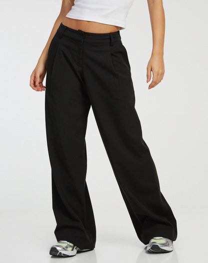 Wide Leg Trouser in Dark Black